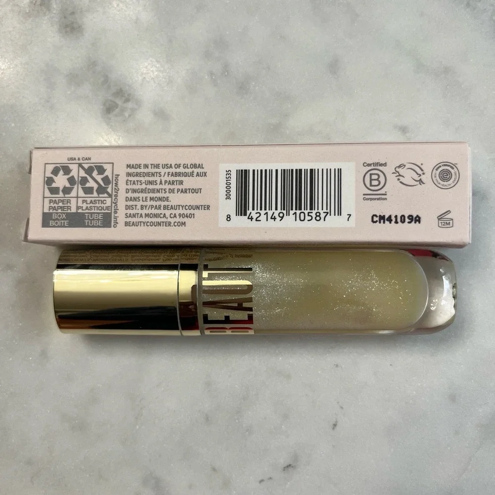 New Beautycounter Beyond Lip Gloss QUARTZ SHIMMER Full Size Makeup Skincare Box‎
